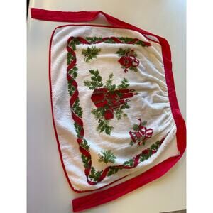 Christmas Candle & Holly Terry Vintage Half-Apron